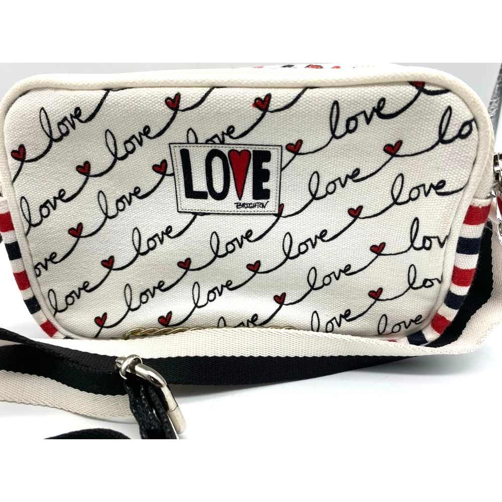 Brighton Love Scroll Striped Convertible Double Zip CrossBody Bag Handbag‎ Purse